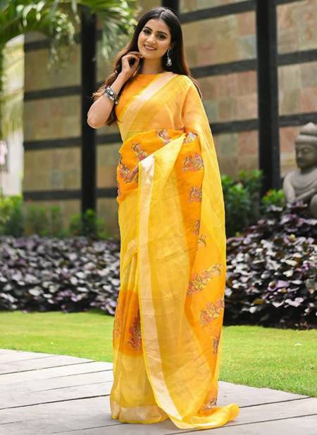 Yellow Colour ASHIMA FINELADY New Designer Fancy Casual Wear Printed Saree Collection 3505
